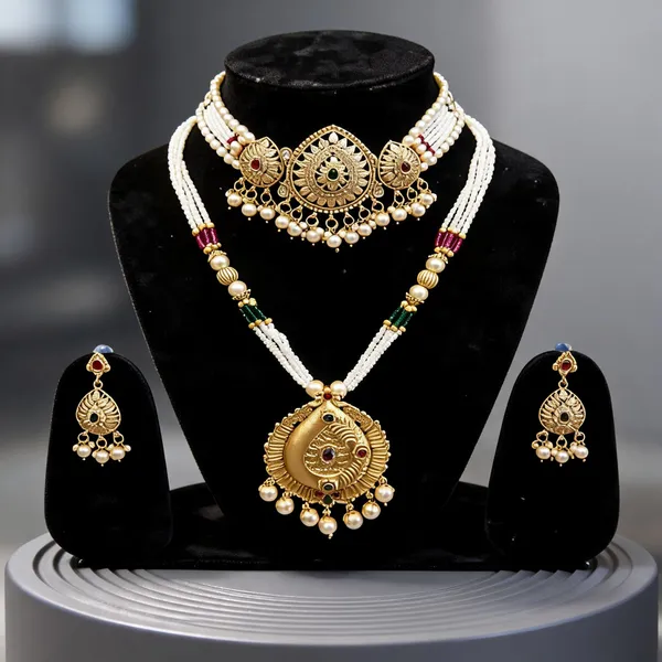 Gold_Tone_Copper_Brass_Pearl_Traditional_Necklace_Set_For_Women