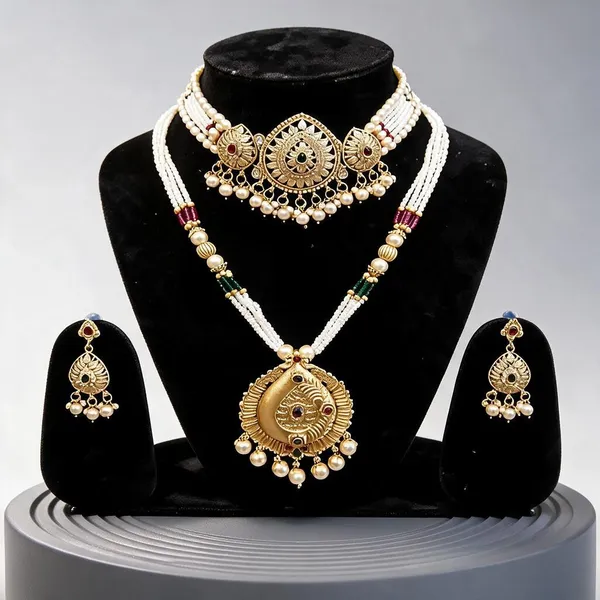 Gold_Tone_Copper_Brass_Pearl_Traditional_Necklace_Set_For_Women