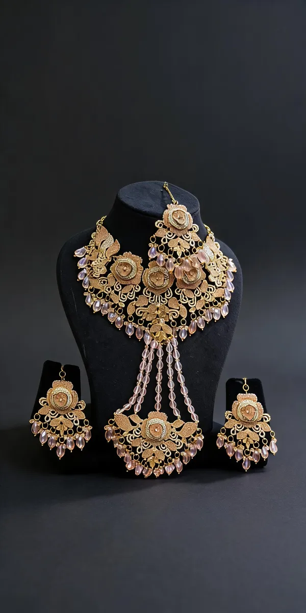 Gold_Tone_Copper_Brass_Pearl_Floral_Bridal_Jewellery_Set_For_Women