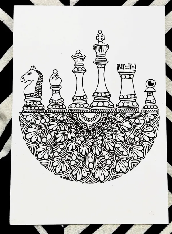 Paper_Monochrome_Chess_Pieces_Mandala_Wall_Art_Print