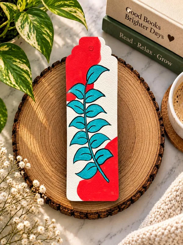 Hand-Painted_Leafy_Branch_Paper_Bookmark