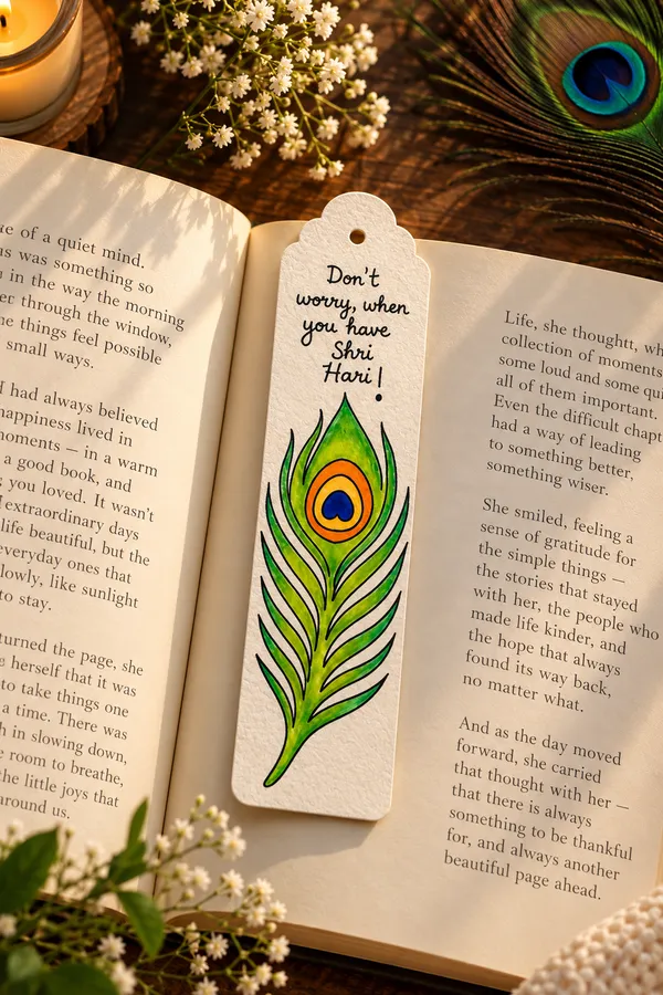 Peacock_Feather_Shri_Hari_Devotional_Bookmark_Set_Of_2
