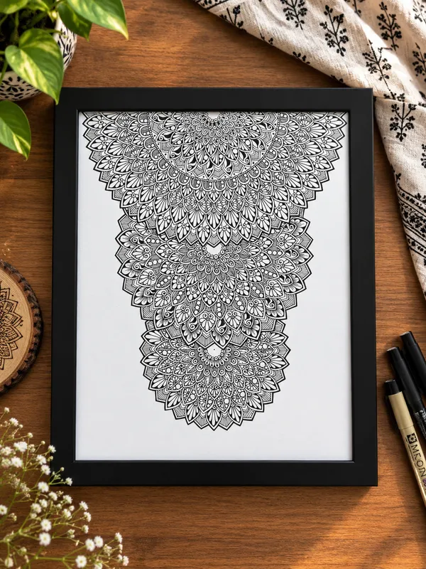 Paper_Framed_Black_White_Mandala_Wall_Art