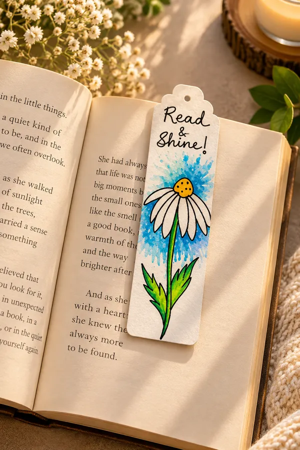 Hand-Painted_Daisy_Floral_Paper_Bookmark_Set_Set_Of_2