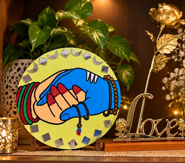Mdf_Handshake_Multicolour_Round_Decorative_Disk