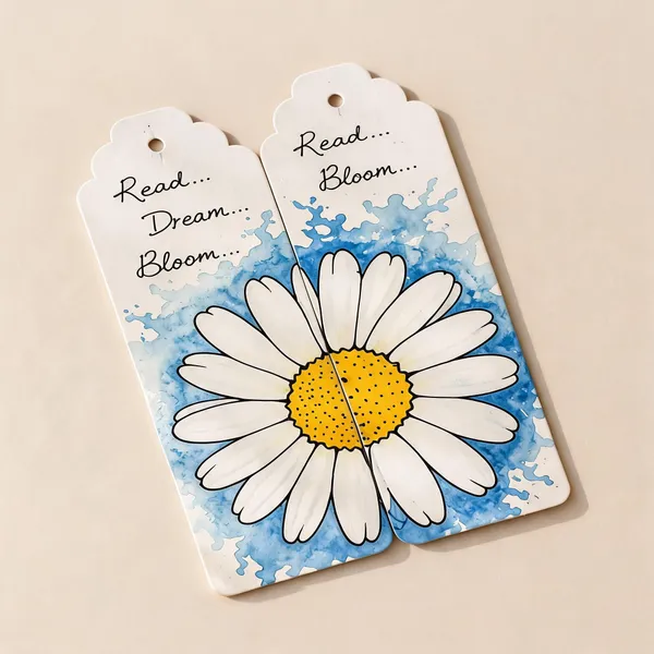 Blue_Yellow_Daisy_Printed_Paper_Bookmark