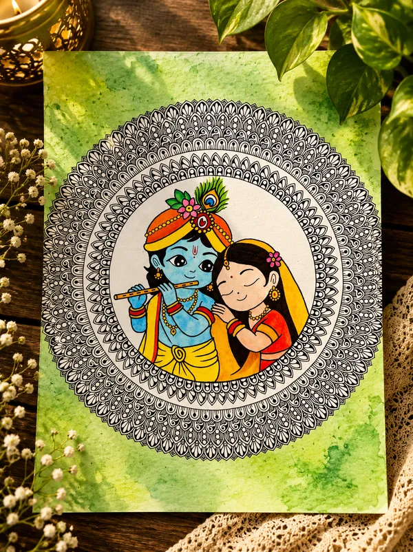 Paper_Devotional_Radha_Krishna_Mandala_Colourful_Wall_Art