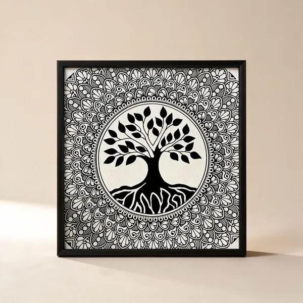 Paper_Monochrome_Mandala_Tree_Of_Life_Framed_Wall_Art