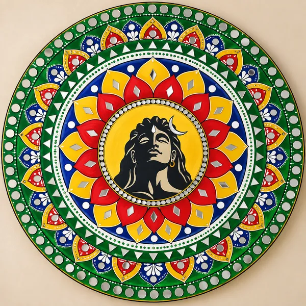 Mdf_Spiritual_Shiva_Lotus_Mandala_Hand-Painted_Decorative_Plate