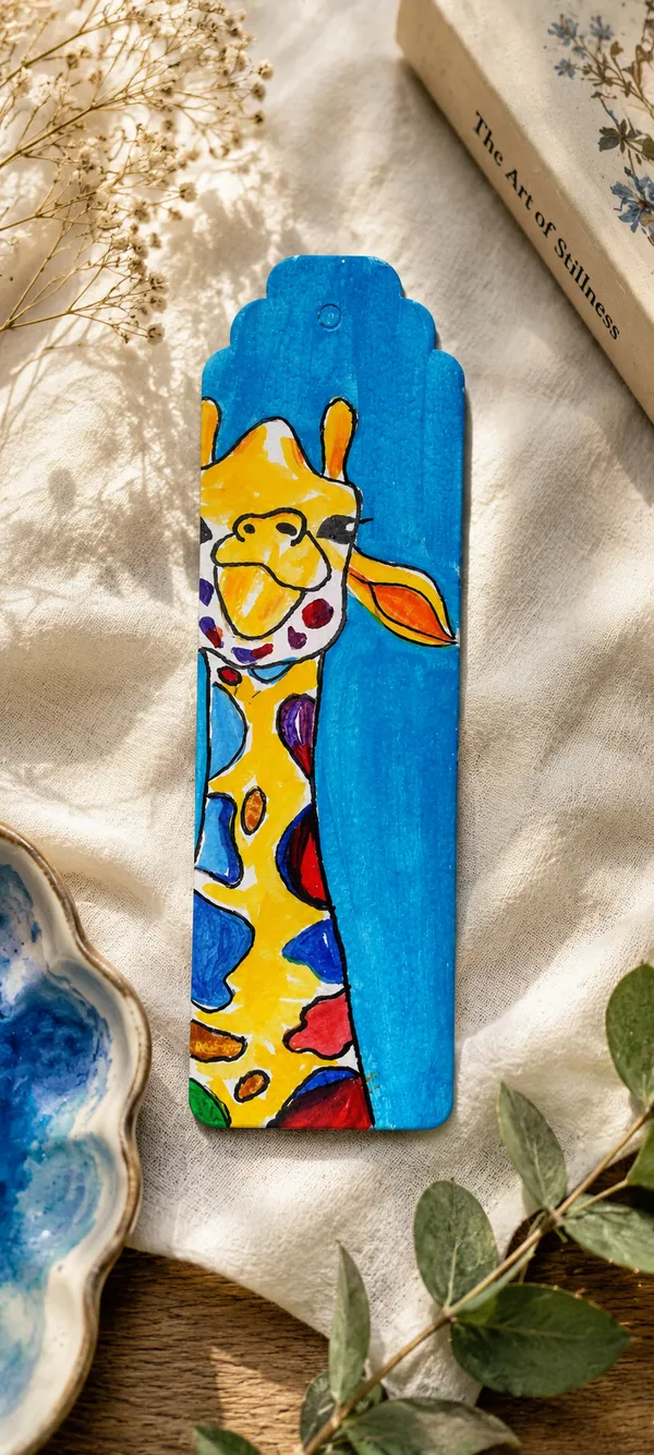 Blue_Giraffe_Hand-Painted_Paper_Bookmark