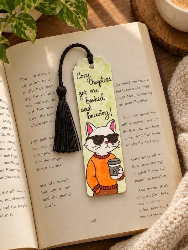 Cat_Coffee_Themed_Bookmarks_Set_Of_2