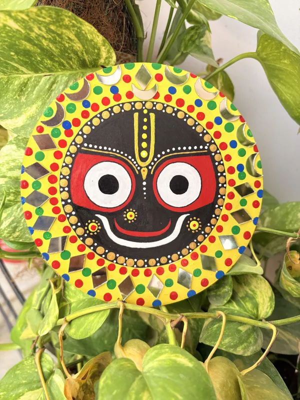 Mdf_Multicolour_Jagannath_Face_Round_Wall_Decor