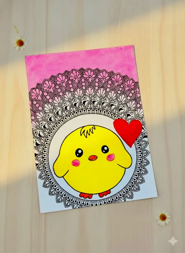 Paper_Whimsical_Cartoon_Chick_Mandala_Wall_Art