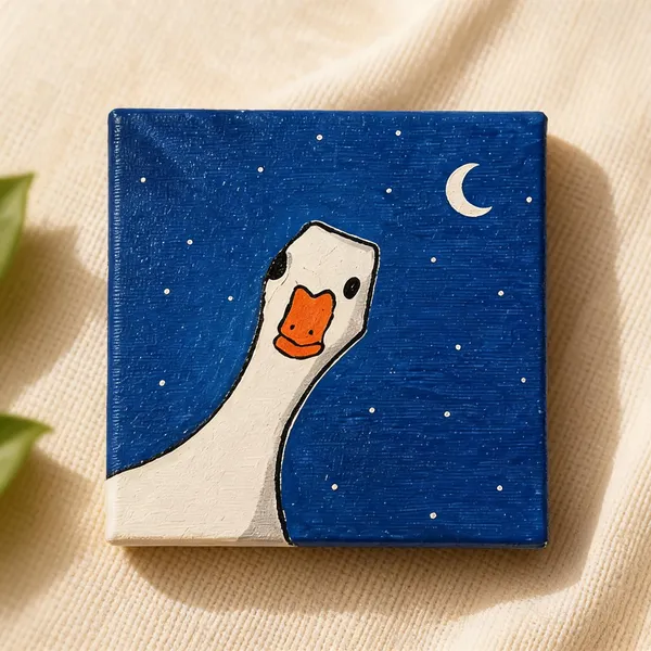 Canvas_Hand-Painted_Duck_Night_Sky_Mini_Wall_Art