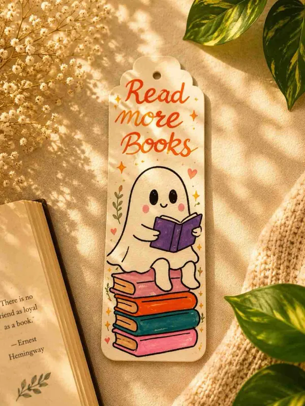 Read_More_Books_Ghost_Illustrated_Paper_Bookmark