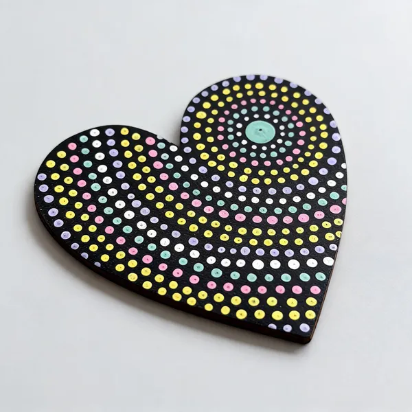 Wooden_Mdf_Multicolour_Dot_Art_Heart_Fridge_Magnet