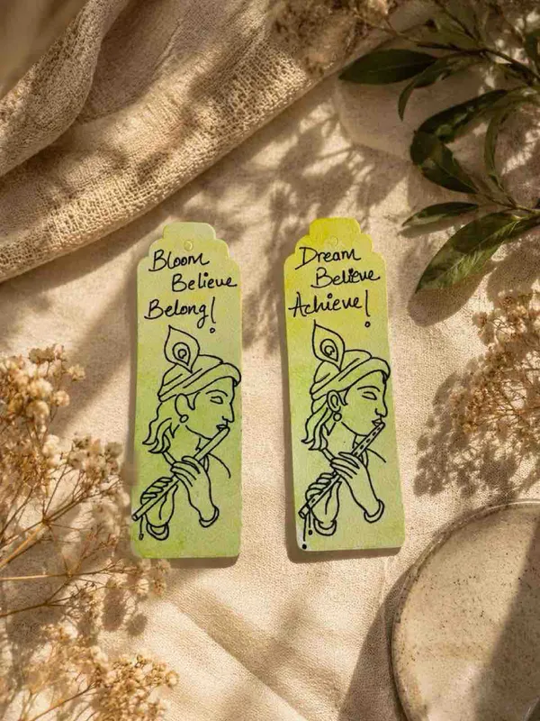 Green_Krishna_Flute_Illustrated_Paper_Bookmark
