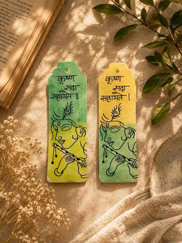 Krishna_Flute_Illustrated_Paper_Bookmark