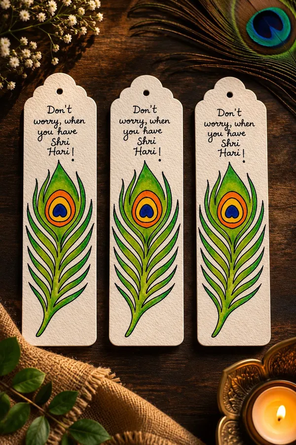 Peacock_Feather_Shri_Hari_Devotional_300_Gsm_Paper_Bookmark