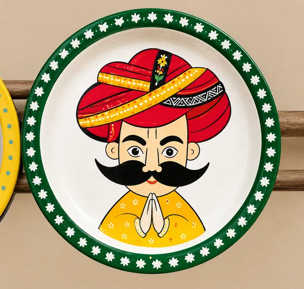 Mdf_Folk_Art_Traditional_Man_Portrait_Decorative_Plate