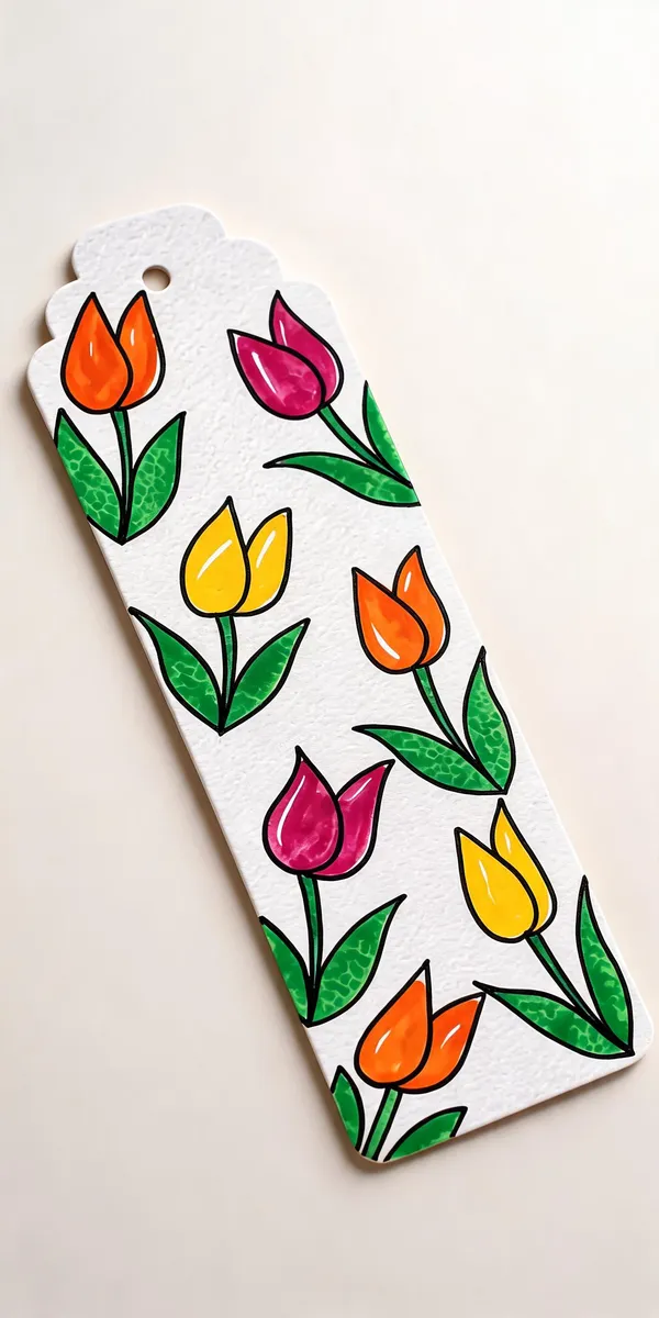 Hand-Painted_Tulip_Floral_Paper_Bookmark