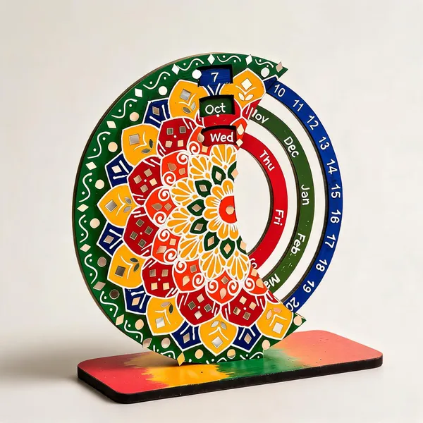 Wooden_Mdf_Mandala_Floral_Hand-Painted_Perpetual_Desk_Calendar