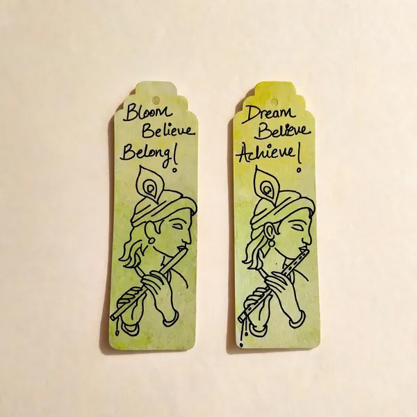 Green_Krishna_Flute_Illustrated_Paper_Bookmark