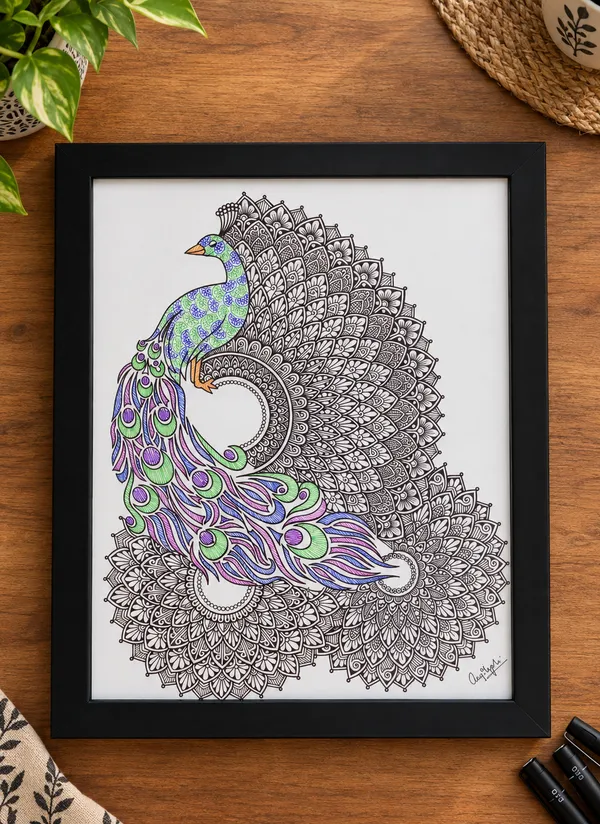 Paper_Framed_Peacock_Mandala_Wall_Art