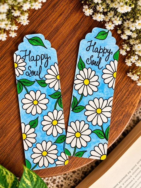 Blue_Floral_Happy_Soul_Bookmarks__Set_Of_2