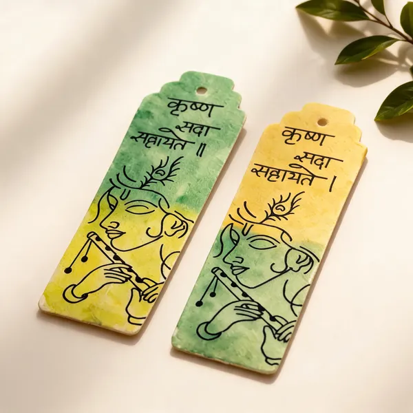 Krishna_Flute_Illustrated_Paper_Bookmark