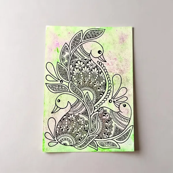 Paper_Traditional_Peacock_Floral_Hand-Drawn_Wall_Art