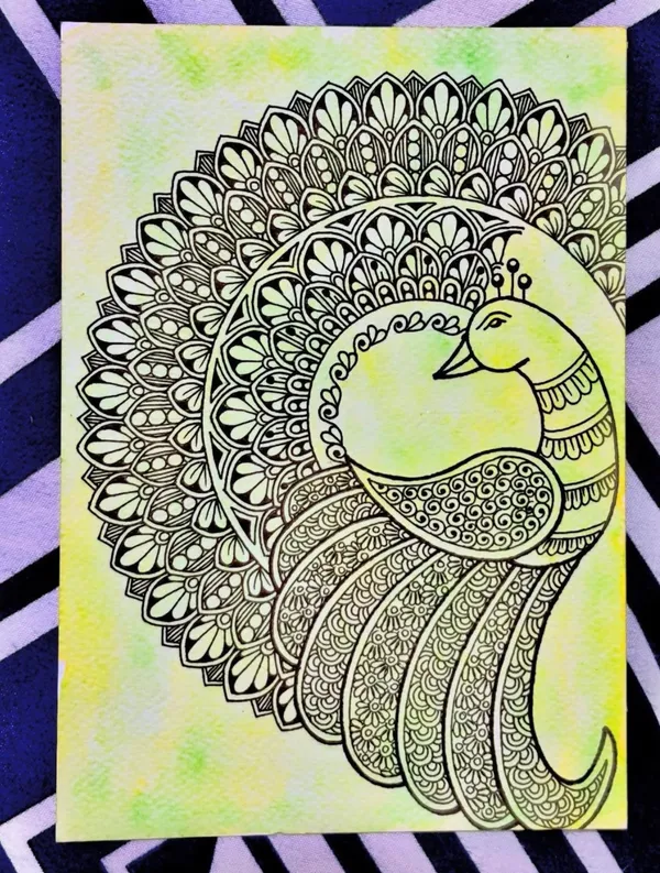 Paper_Green_Peacock_Mandala_Hand-Drawn_Wall_Art