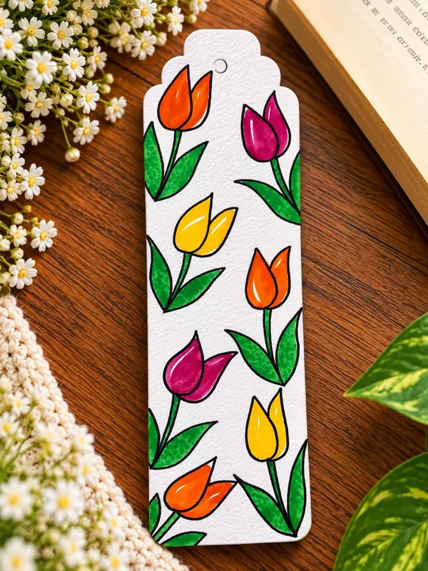 Hand-Painted_Tulip_Floral_Paper_Bookmark