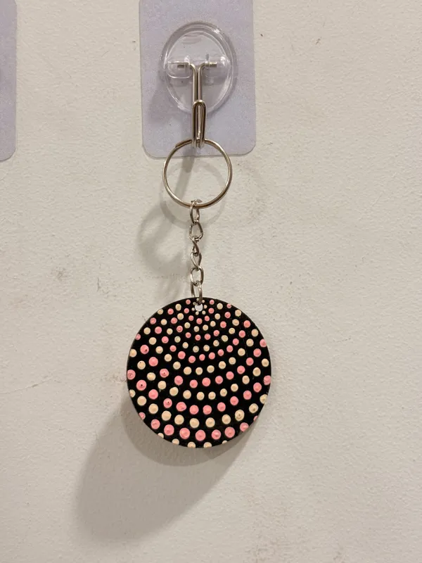 Wooden_Mdf_Dot_Detail_Round_Keychain
