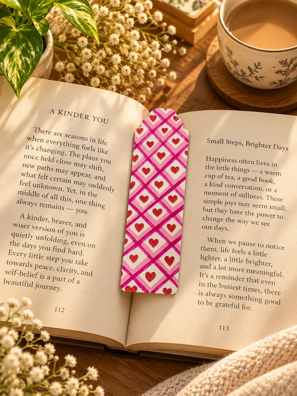 Pink_Heart_Pattern_Paper_Bookmark_Set_Of_2