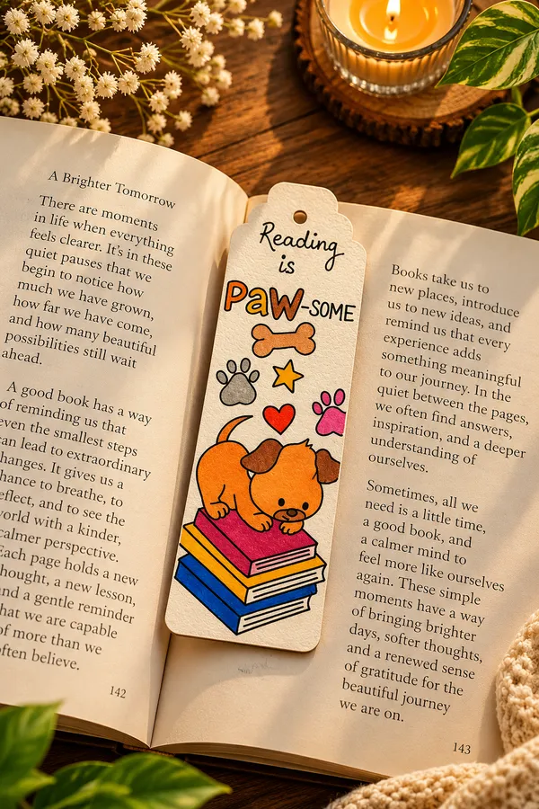Dog_On_Books_Illustrated_Paper_Bookmark_Set_Of_2