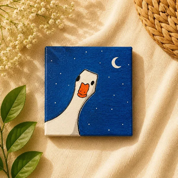 Canvas_Hand-Painted_Duck_Night_Sky_Mini_Wall_Art