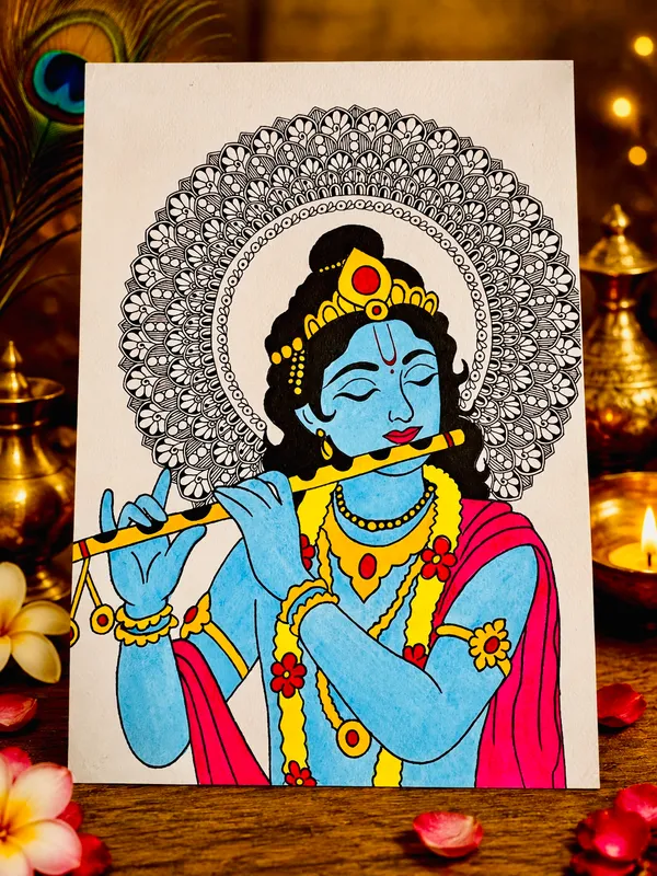Paper_Devotional_Krishna_Flute_Mandala_Wall_Art
