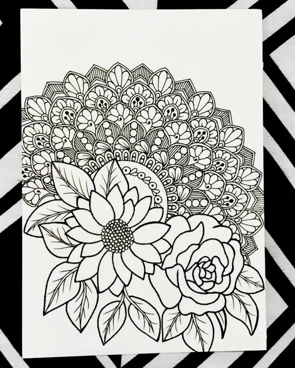 Floral_Lotus_Rose_Mandala_Coloring_Page