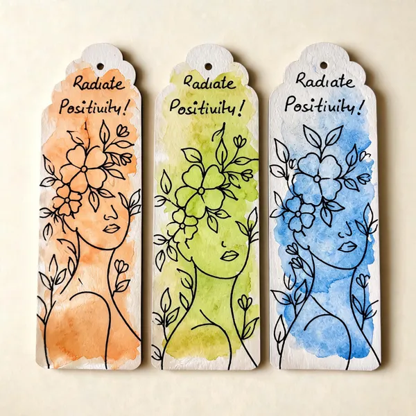 Watercolor_Floral_Face_Radiate_Positivity_Bookmark_Set_Of_3