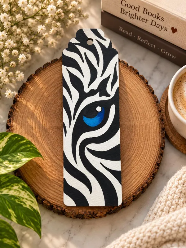 Black_White_Animal_Print_Blue_Eye_Paper_Bookmark