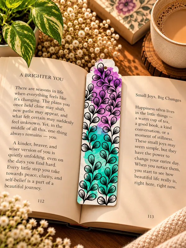 Hand-Painted_Botanical_Leaf_Pattern_Bookmark_Set_Of_2