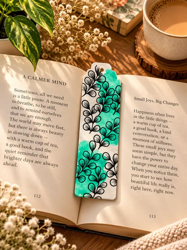 Hand-Painted_Botanical_Leaf_Pattern_Bookmark_Set_Of_2