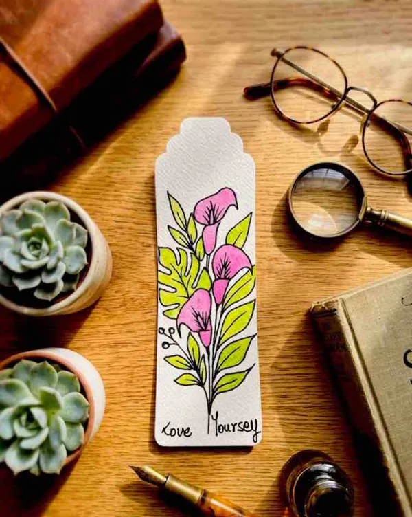 Floral_Love_Yourself_Illustrated_300_Gsm_Paper_Bookmark