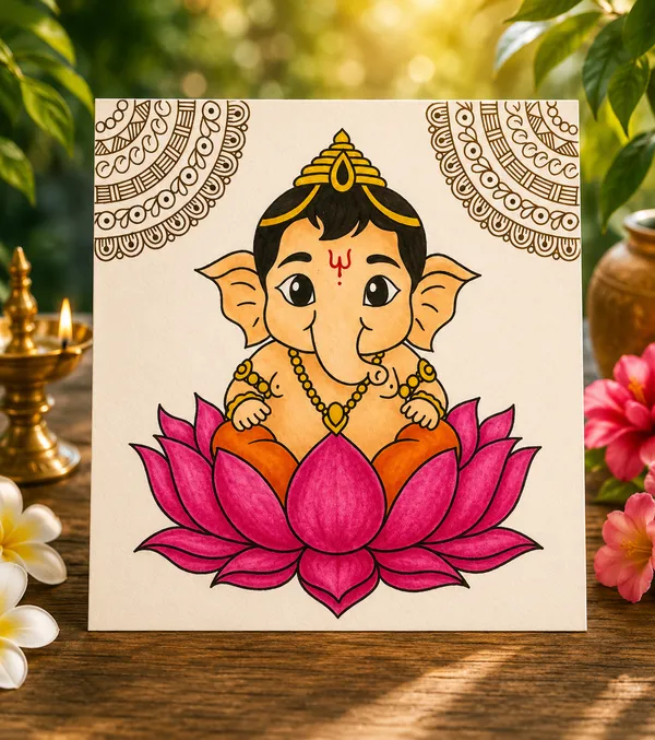 Paper_Devotional_Ganesha_Lotus_Mandala_Hand-Drawn_Wall_Art