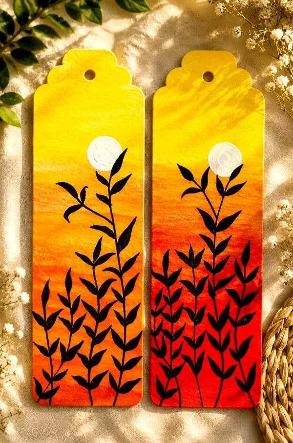 Sunset_Floral_Silhouette_Paper_Bookmark_Set
