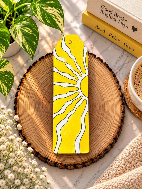 Yellow_Sunburst_Illustrated_300_Gsm_Paper_Bookmark