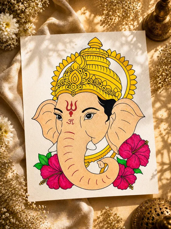 Paper_Ganesha_Illustrated_Religious_Art_Poster