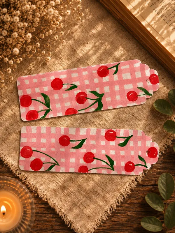 Pink_Cherry_Print_Paper_Bookmark