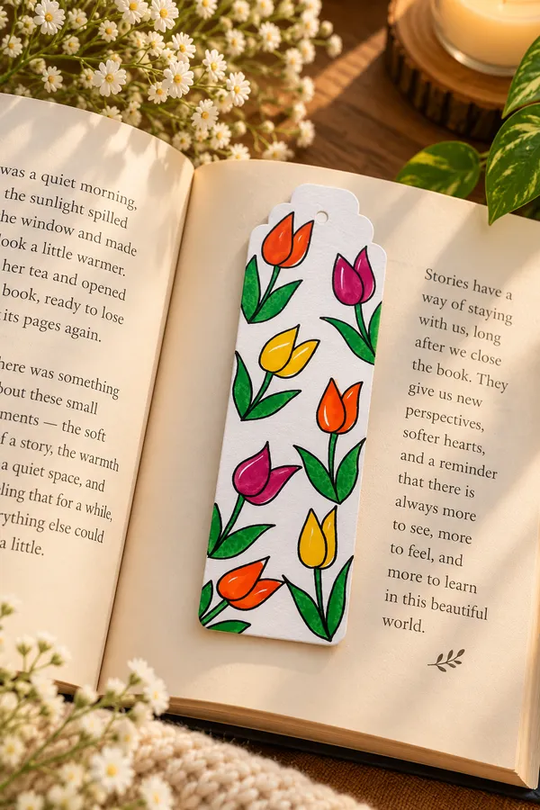 Hand-Painted_Tulip_Floral_Paper_Bookmark_Set_Of_2